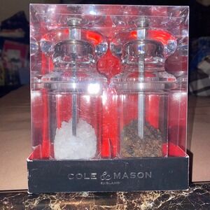 Cole & Mason Salt and Pepper Mill Set Clear Acrylic Precision System CM 505GS